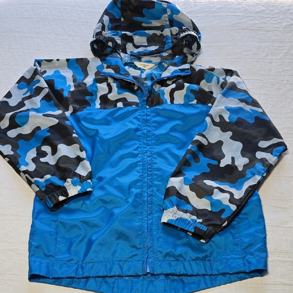 Lands' End Blue Camouflage Windbreaker / Rain  Kids Jacket - Picture 2 of 14